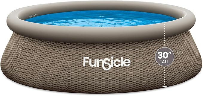 Funsicle Quickset Designer 10' x 30" Round Above Ground Swimming Pool, with FiltraBoost 400 GPH Filter Pump, Type I Filter Cartridge & Repair Patch, Triple Basketweave Print