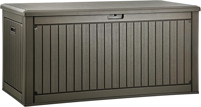 YITAHOME 320 Gallon Extra Large Deck Box, Double-Wall Resin Outdoor Storage Box with Flexible Divider for Patio Cushions Garden Tools, 1000lbs Load Capacity, Lockable & Waterproof (Light Brown)