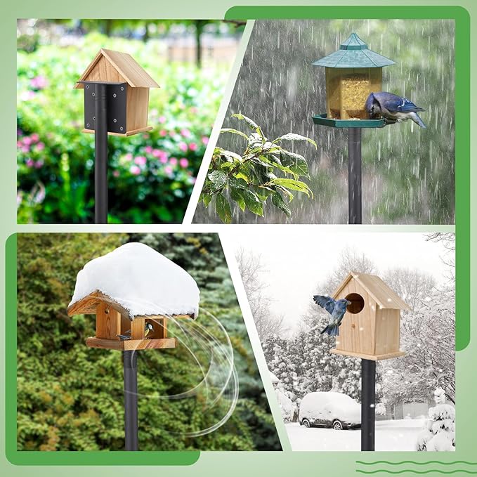 Bird Feeder Pole for Outdoors - 82in Tall Adjustable Heavy Duty Bird House Feeding Station with 5-Prong Anchor for Outside Garden Wild Bluebirds Watching