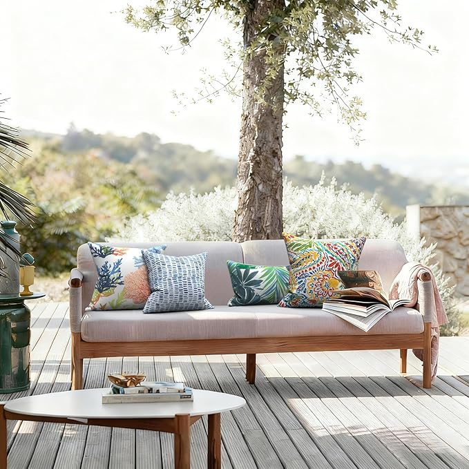 LVTXIII Outdoor Pillow Covers 20x20 Inch, 2 Pack Large Square Throw Pillow Cases, Fade-Resistant Cushion Covers for Patio Furniture Sofa, Garden Porch, Paisley Multi