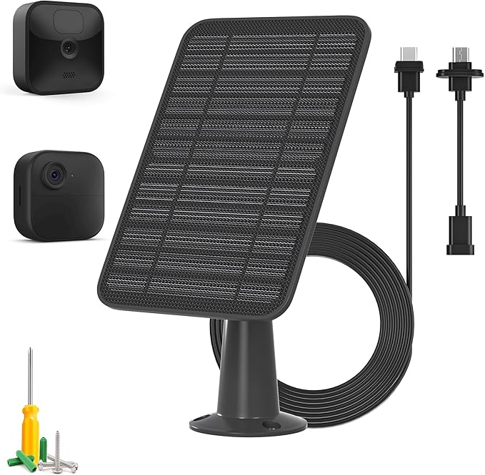 Solar Panel for Blink Outdoor 2K+/4(4th Gen)/Outdoor(3rd Gen) XT3 and XT2/XT Camera/Blink Outdoor Camera, 5W Solar Panel Charger with Mount 13.1ft Cable Rubber Plug, IP65 Waterproof, 1 Pack