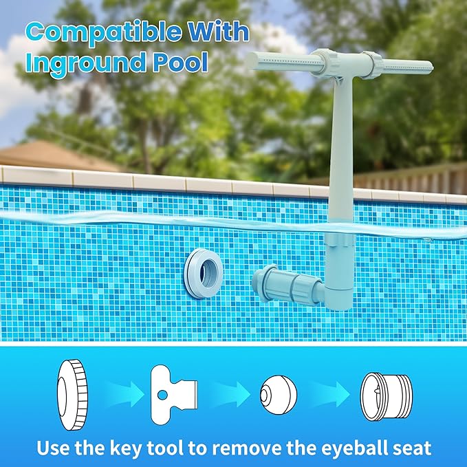 Dual Spray Pool Fountain, 10-20°F Cooler Water for Above/In-Ground Pools, Dual Spray Waterfall Sprinkler Fountain, Adjustable Waterfall Cooling and Relaxation