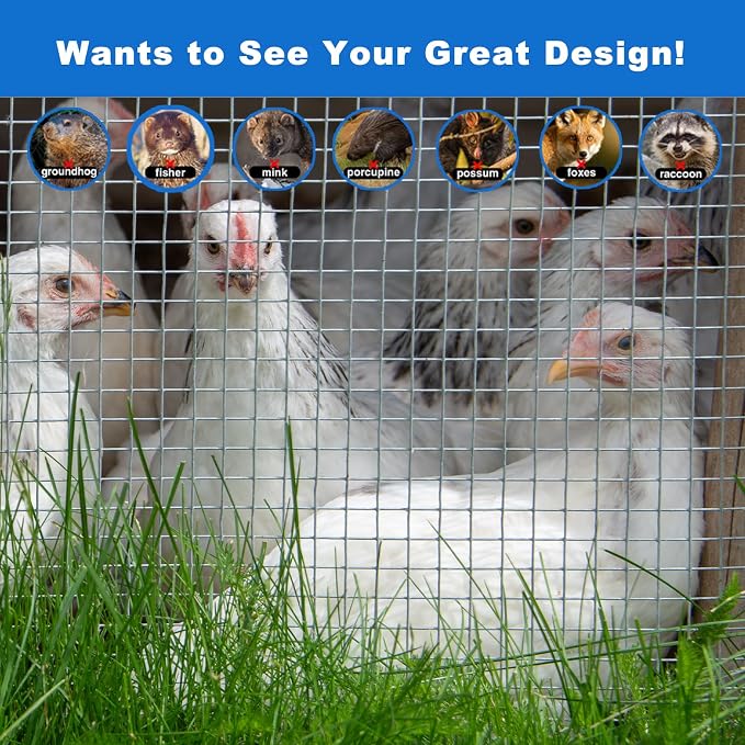 Hardware Cloth 1/2 inch 48" x 100' 19 Gauge - Versatile Chicken Wire Mesh Roll Ideal for Welded Wire Fencing, Gopher Control, and Reliable Chicken Coop Solutions
