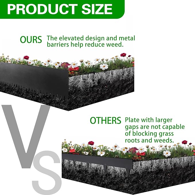 Metal Landscape Edging 6 Pack 40" L x 8" H,Galvanized Bendable Metal Garden Edging,Hammer- in Steel Landscape Edging with a Pair of Gloves and 7 Clips,Black (20 FT Total)