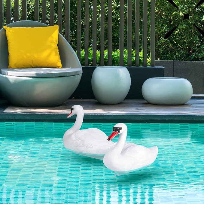 Deekin 2 Pieces Swan Decoy Pond Decoration Goose Decoys Hunting Floating Deterrent Garden Pond Decoration for Fields or Float on The Water Pool, Garden and Patio Accessories
