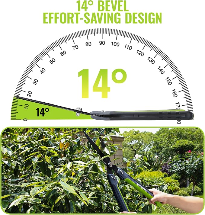 WORKPRO 23" Hedge Shears, Foldable Hedge Clippers with High-Carbon Steel, Manual Hedge Trimmers with Wavy Blades & Ergonomic Handle, Garden Shears for Hedges, Shrubs, Boxwood, Dense Garden Growth