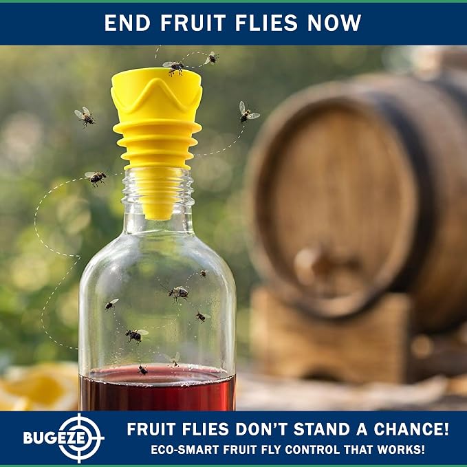BUGEZE USA Bottle Top Fly Trap [6 Pack - Orange]