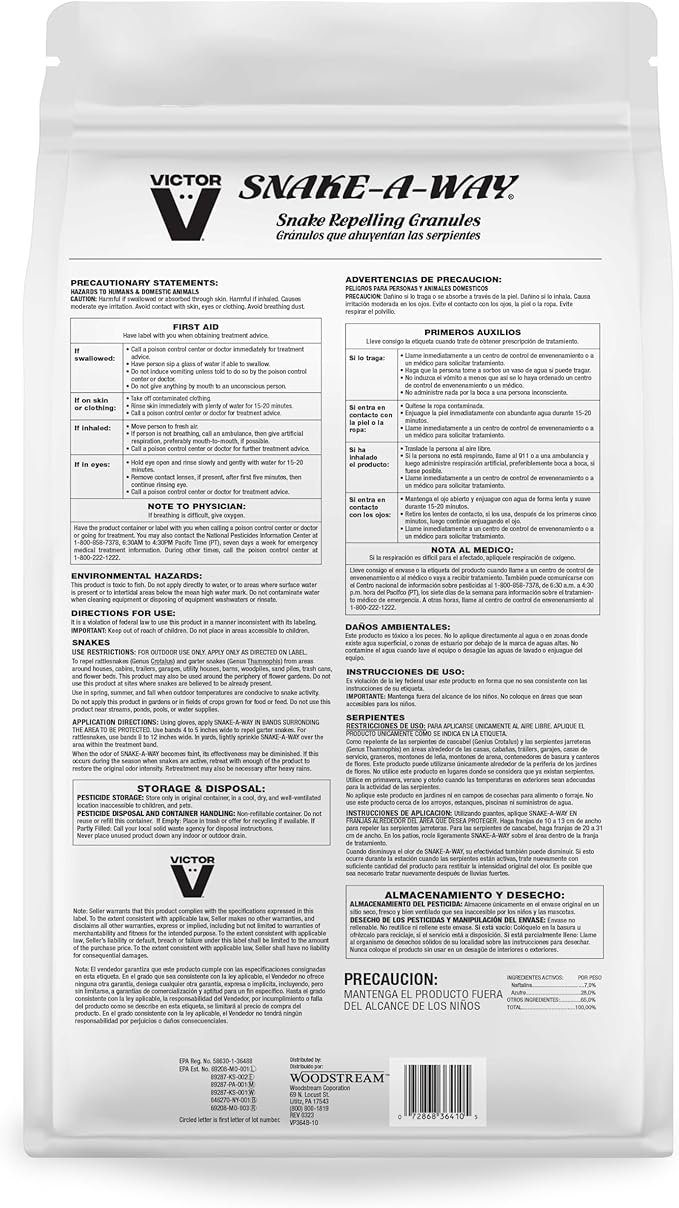 Victor VP364B-10 Snake-A-Way Outdoor Snake Repellent For Yard Powerful, Granules 10LB - Repels Against Poisonous and Non-Poisonous Snakes
