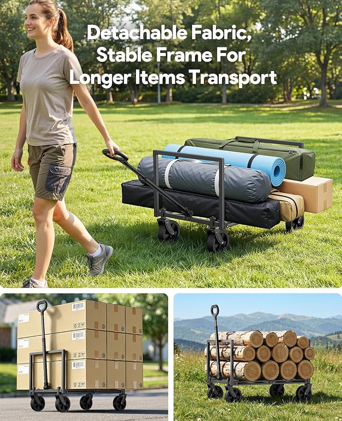 Wagons Carts Foldable, Collapsible Wagon Cart Foldable, 220LBS Heavy Duty Folding Wagon Carts with Wheels, Portable Utility Cart for Grocery Sports Garden Shopping Camping