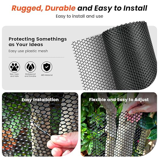 Toolterritary Plastic Wire Mesh 36IN x 100FT Chicken Wire Fencing for Floral Arrangements, Chicken Wire Mesh for Crafts with 100 Pcs Zip Ties,Gaden Netting for Dogs, Deers, Poultry