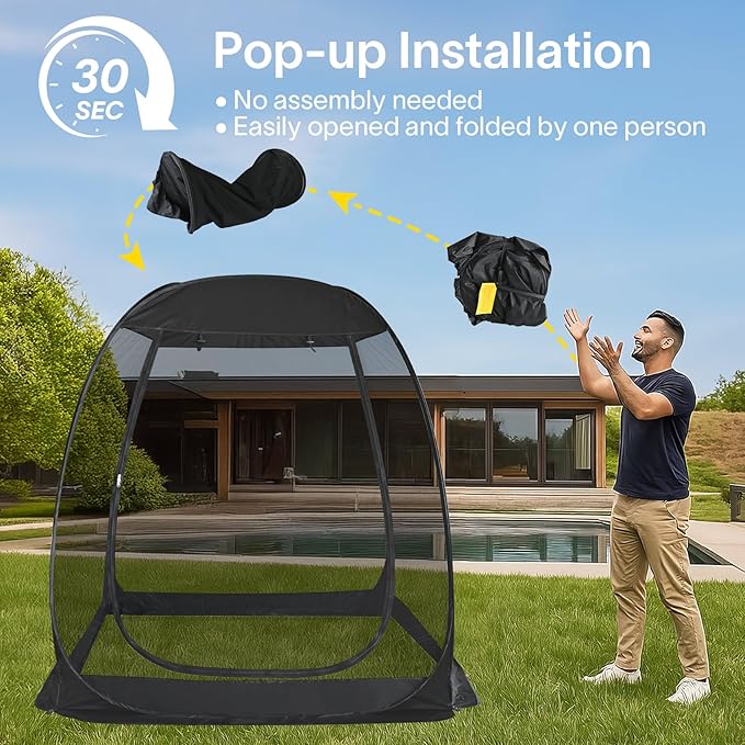 Alvantor Pop Up Screen House Tent, Instant Outdoor Gazebo with Mosquito Netting & UPF 50+ Sun Protection, Portable Canopy Shelter for Patio, Backyard, Camping (2-10 Person)