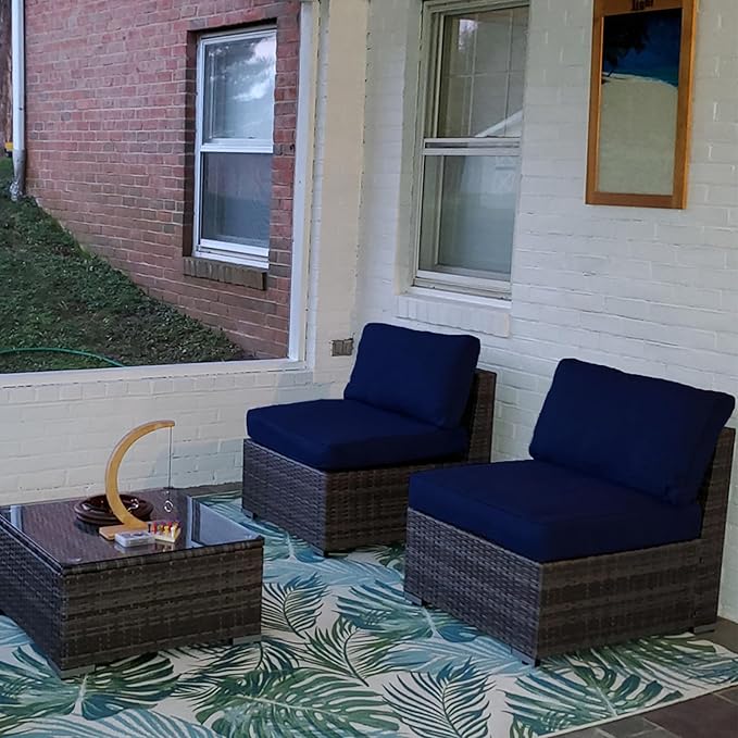 Sqodok Patio Cushion Covers Replacement, Deep Seat Patio Cushions Cover Set of 4, Waterproof Seat and Back Cushions Cover for Outdoor Furniture Chair, Sofa, Couch(Dark Blue,28"x28"x6"+28"x17"x6")