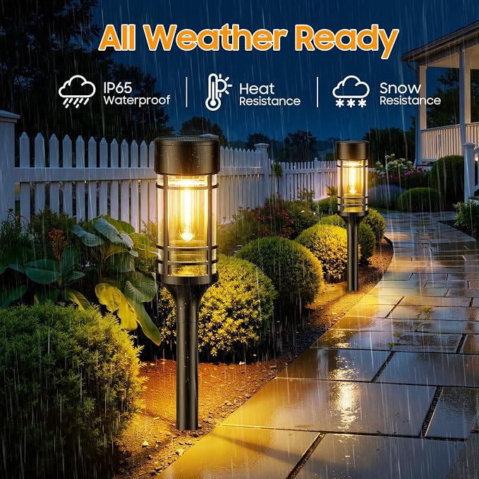 LETMY Solar Pathway Lights Outdoor, 8 Pack Solar Lights Outdoor Waterproof IP65, Bright Solar Garden Lights Outdoor, Auto On/Off Outdoor Solar Lights for Yard Walkway Driveway Landscape Garden Decor