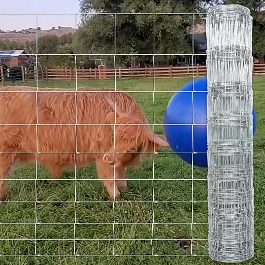 Farm Fence, 5ft X 164ft Wire Fence, Goat Cattle Deer Livestock Fence, Galvanized Woven Hog Wire Fencing,Fencing for Yard and Animals Protection