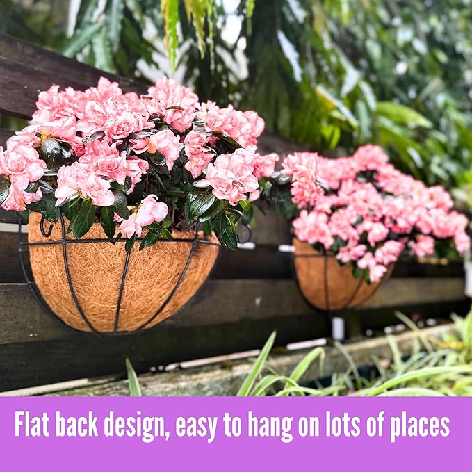 ShopLaLa Wall Planters Outdoor Plants (10 Pack, 10 Inch) Balcony Planters Railing Hanging Fence Planter Over Railing Planters Coco Liner, Wall Mounted Flower Basket Metal Wire Deck Porch Patio Garden