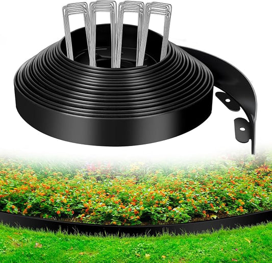 1.5 Inch x 40 FT Landscape Edging, Garden Edging Borders with 40pcs Upgrade Stakes, Flexible No Dig Plastic Garden Border for Lawn, Landscaping, Flower Beds and Yard
