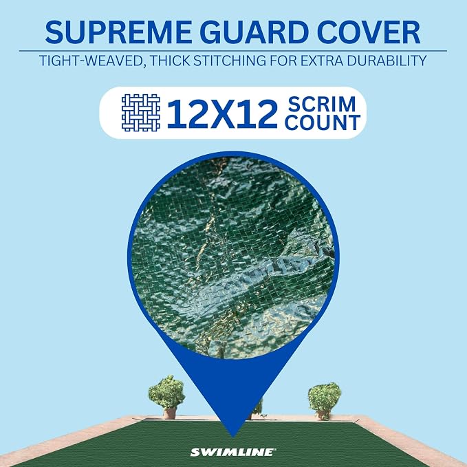 SWIMLINE HYDROTOOLS Supreme Guard Heavy Duty Winter Pool Cover for Inground Swimming Pools | for 25 X 45 FT Rectangle Pools | 30 X 50 FT Cover Size | Green/Black | Water Tube Sleeves | CO123050R
