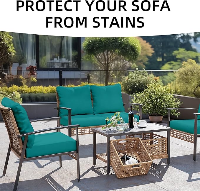 Outdoor Cushion Covers Set,12PCS Patio Furniture Couch Seat Slipcovers, Replacement for Sofa Sectional Chair(Cover，Only)