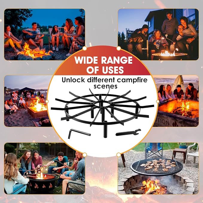 21" Fire Pit Grate & Fireplace Grate, Heavy Duty Heat Resistant Campfire Grill for Campfires and Outdoor fire pits(Black)