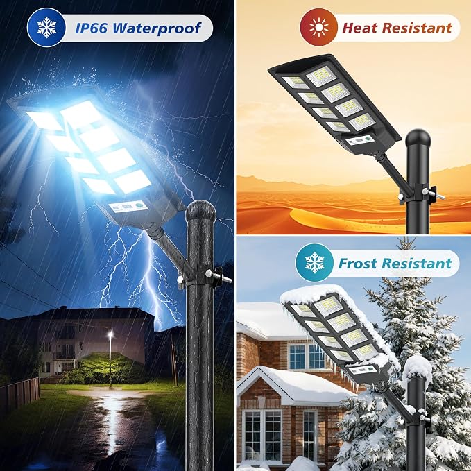 WYWNA Solar Lights Outdoor, 6000K LED Solar Lights Outdoor Waterproof, Solar Flood Lights Outdoor with Motion Sensor and Remote Control, Solar Street Light Dusk to Dawn 4-Pack