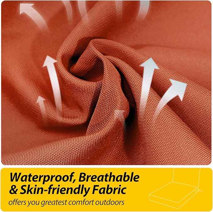 AAAAAcessories Outdoor Seat Cushions for Chairs, Fade-Resistant, Waterproof Patio Furniture Replacement Cushions, 22" x 22" x 3" + 22" x 17", Rust