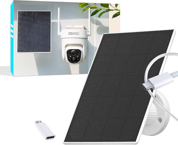 Vicohome 5V Solar Panels for Security Cameras for Bird Feeder 23% Energy Conversion Rate,9.8Ft Cable, USB C & Micro-USB Compatible, Weather Resistant, 360° Adjustable Bracket, for Tapo Eufy Aosu .etc