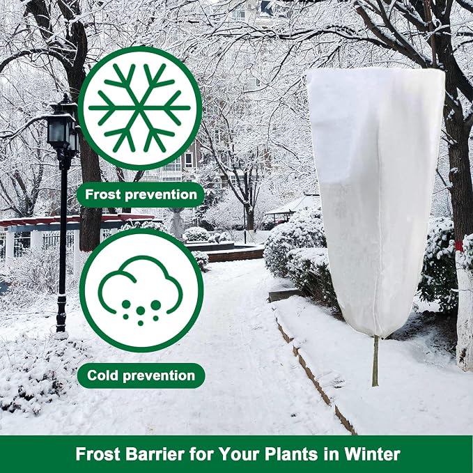 Large Size 6 Packs Plant Covers Freeze Protection 47 x 71 Inch, Upgraded Tree Frost Cloth for winter, 2.8oz/yd² Frost Blankets for Outdoor Plants, Reusable Tree Protectors Covers for Christmas