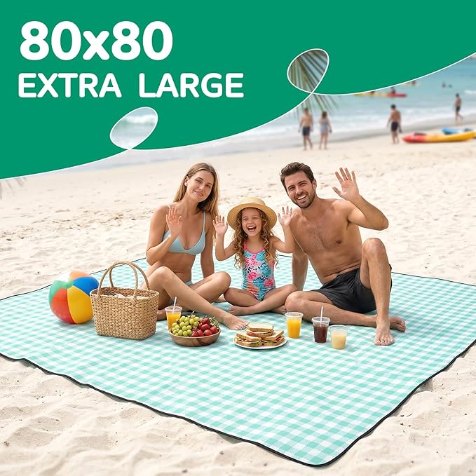 Waterproof Beach Blanket Picnic Outdoor Camping Mat Oversized Extra Large Foldable Sandproof Sand Free Resistant Big XL Giant Towel Hawaii Honeymoon Essentials Women Summer Must Have Vacation Gift