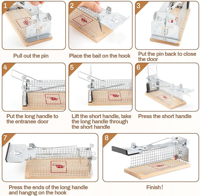 6 Pack Small Humane Mouse Trap, 6 x 2.4 x 2.8 Inch, No Kill, Catch and Release, Reusable Live Mouse Trap, Indoor Outdoor Rat Cage for Small Live Rodent Chipmunk Squirrel Mole Safe Control