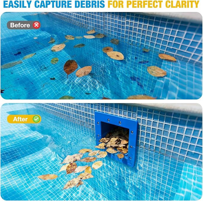 Above Ground Pool Skimmer, Heavy Duty Through-Wall Mount Pool Skimmer Kit with Accessories, Universal Fit for Standard Wall Openings, Klein Blue in-Wall Surface Skimmer Includes Leak-Free Teflon Tape