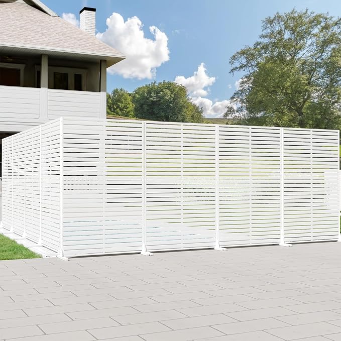 Privacy Fence Screen Outdoor Freestanding Privacy Panel, 72" H×47" W HDPE Decorative Panels with Stand, Room/Garden Divider, Outdoor Privacy Screen for Patio,Deck, Balcony, Pool