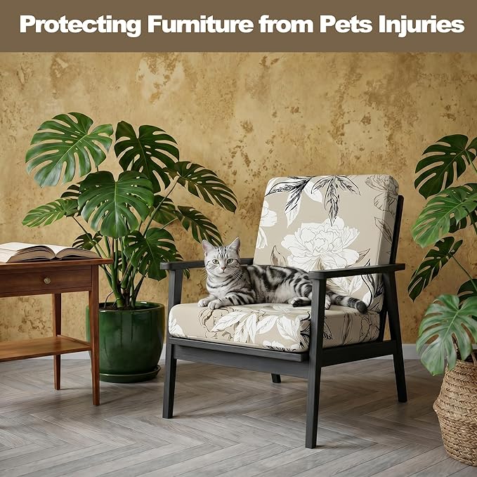 CALBODE 12Pcs Outdoor Stretch Cushion Covers,Waterproof Outdoor Chair Floral Cushion Covers for Patio Furniture, Washable Beige Couch Covers Replacement for Patio Furniture