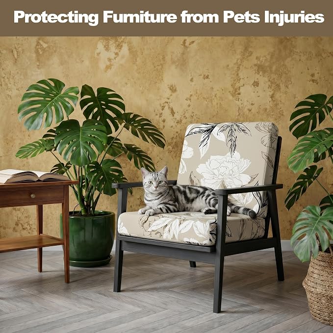 CALBODE 8Pcs Outdoor Stretch Cushion Covers,Waterproof Outdoor Chair Floral Cushion Covers for Patio Furniture, Washable Beige Couch Covers Replacement for Patio Furniture