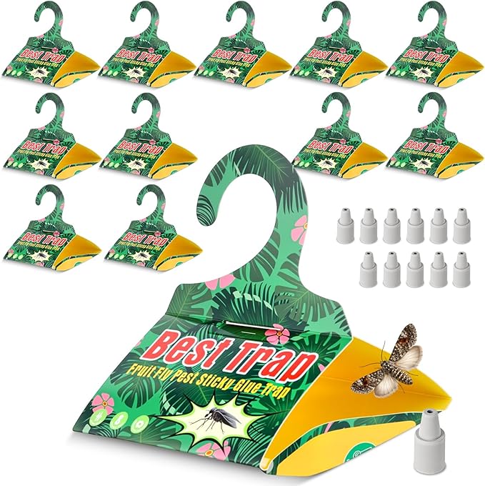6 Pack Codling Moth Traps for Apple Trees with Pheromone Lures – Triangular Hanging Sticky for Apple Trees, Includes 6Traps & 6 Lures, for Orchard & Garden Use