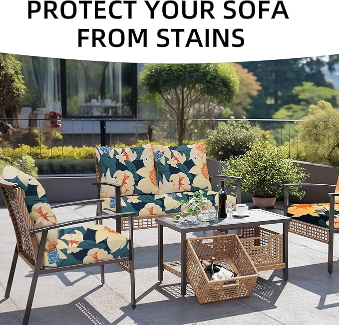 Outdoor Cushion Covers Set,8PCS Patio Furniture Couch Seat Slipcovers, Replacement for Sofa Sectional Chair(Cover，Only)