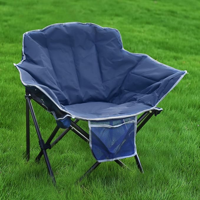 SUNNYFEEL Oversized Camping Chair Heavy Duty Folding Moon Chair Large Sofa Chair for Adults 500 LBS Portable Camp Lawn Chair with Storage Bag for Beach, Trip, Lawn, Outdoor Camp for Adults & Carry Bag