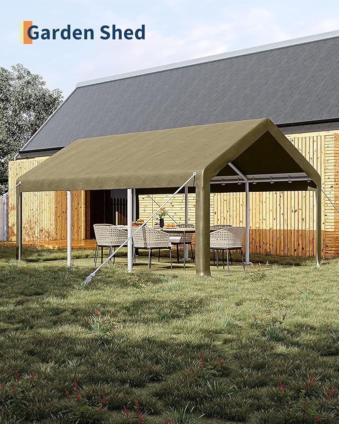 Carport Canopy, 12 x 20ft Garage Tent Shelter Tarp, Heavy-Duty Carport Canopy with Roll-Up Windows & Doors, Removable Sidewalls Car Canopy, Car Tent Waterproof for Cars, Boats, Trucks