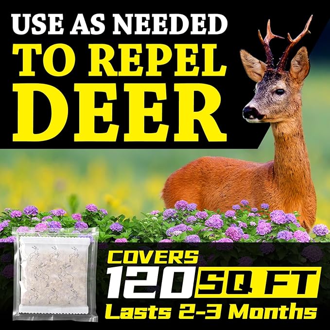 Deer Repellent 12 Pack, Upgrade Deer and Rabbit Repellent Outdoor, Keep Deer Away from Orchard Farmland, Natural Deer Repeller for Plants Flower, Deer Deterrent for Garden Yard Lawn Patio (12)