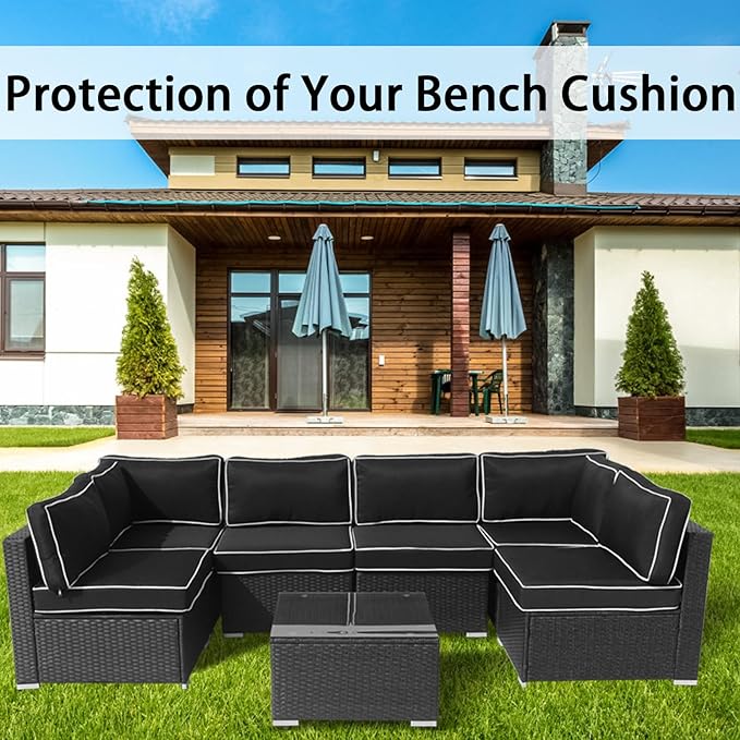 14Pieces Patio Cushion Covers Replacement Outdoor Couch Cushions Covers Splashproof Sofa Slipcovers Set with Zippers,Patio Furniture Protector Cover Only(Black+White,23.6×23.6×3.35 inches)