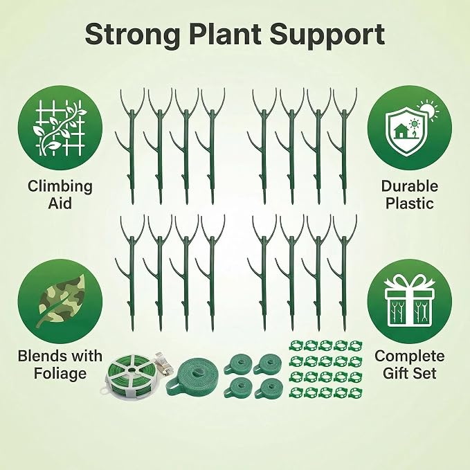 20 Pack Stackable Plant Support Stakes,Climbing Plant Support Pole Alternative to Moss Pole Plants Sticks Structures for Indoor Outdoor Potted Plants, Pothos, Vine, Flower Use