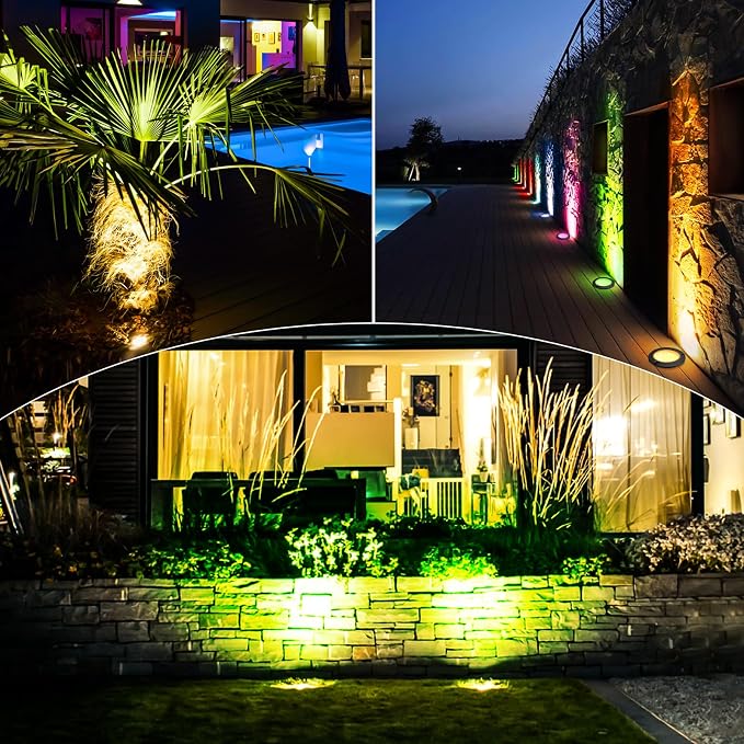 Low Voltage Landscape Lighting - 10W RGB Landscape Lights with Color Changing, 12V-24V Waterproof Outdoor In-Ground Lights for Yard Garden (10 Pack)