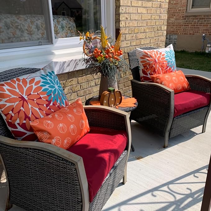 Sqodok Patio Cushion Covers, Waterproof Outdoor Cushion Covers Replacement, Patio Cushion Seat Slicovers for Sectional Sofa, Chair, Outdoor Wicker Patio Sofa (Burgundy, 24"x22"x4"-1 Pack-Cover ONLY)