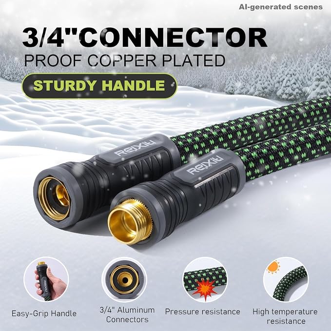 Relxitl Garden Hose, Flexible Water Hose, Ultra Lightweight Non-Expanding hose, Leak proof, Pressure Resistant for Yard, Outdoor (Black, 5FT)