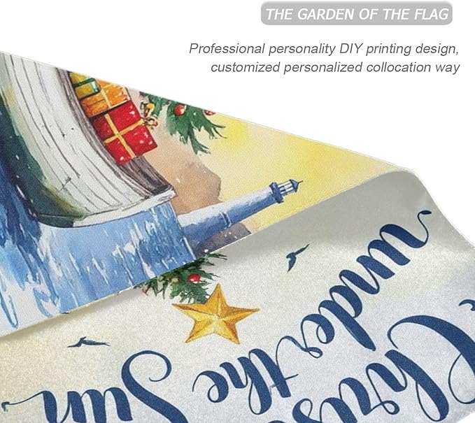 Christmas Beach Time House Flag 28x40 Inch Double Sided Outside Winter Tree Xmas Seasonal Yard Outdoor Flag Banner for Garden Lawn Patio Holiday Decorations