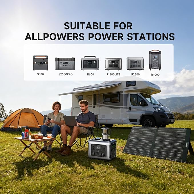 ALLPOWERS SOLAX SE100 100W Portable Solar Panel, High-Efficiency 23%-25% Monocrystalline Folding Solar Charger for Solar Generator, Camping&RV, 12V/24V Compatible, IP68 Waterproof