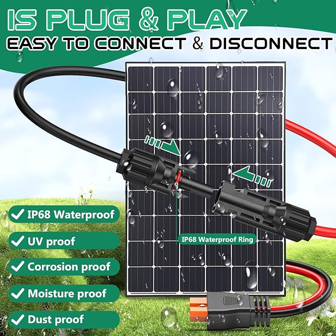10AWG XT60i Solar Cable 25FT, Solar to XT60i Cable 3 10 15 20 30 40 50FT, Solar Panel Connector to XT60i Extension Cable, XT60i Charging Cable for Portable Power Station