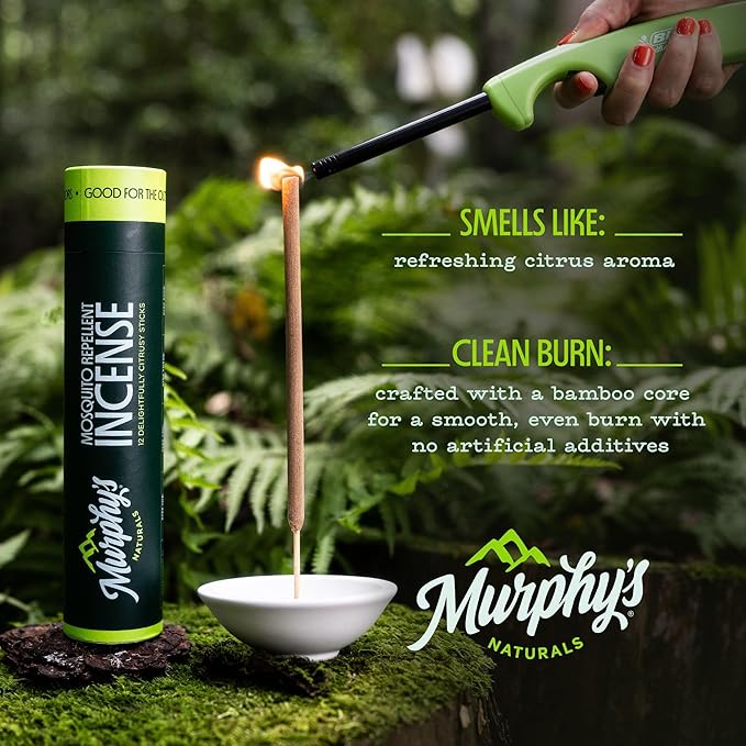 Murphy’s Naturals Mosquito Repellent Incense Sticks, 12 Count, Bug Repellent with Citronella for Patio & Camping, 2.5+ Hours per Stick