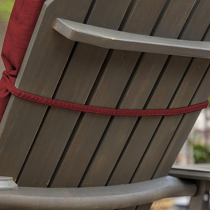 Arden Outdoor Adirondack or Rocking Chair Cushion, 20 x 17, Rain-Proof, Fade Resistant 17 x 20, Ruby Red Leala