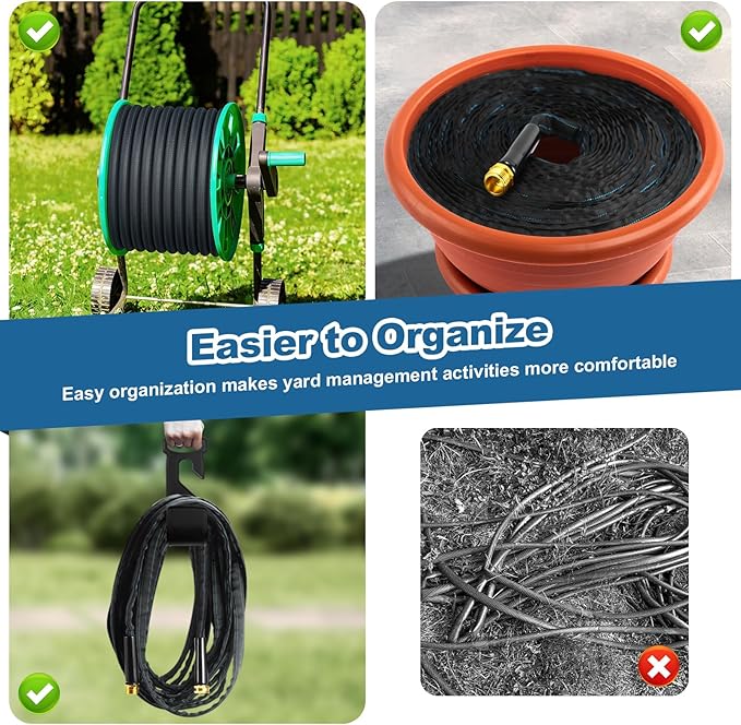 CXEZSIK Garden Hose 50ft Lightweight, Non-Expanding, Leak-Proof Metal Connector, No-Knot No-Tangle, Easy to Store and Carry, Wear-Resistant, 3/4GHT Flexible Water Hose, Hose for Yard, Garden, Outdoor