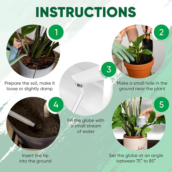 Clear Plant Watering Globes Set of 4 - Small Self Watering Globes for Indoor & Outdoor Plants - Automatic Glass Watering Bulbs for Daily Use, Plant Watering Devices